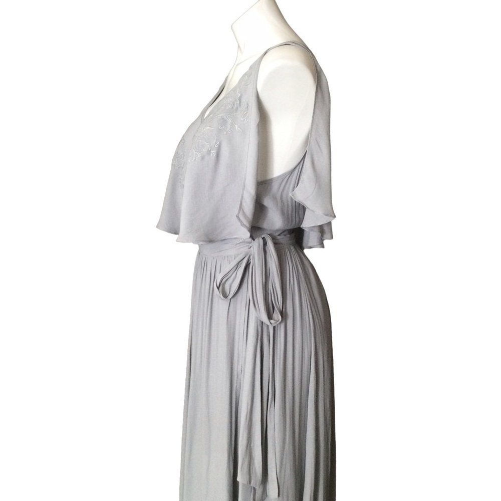 Free People Blue Gray Embroidered Fiona Maxi True Wrap Dress - Picture 7 of 15